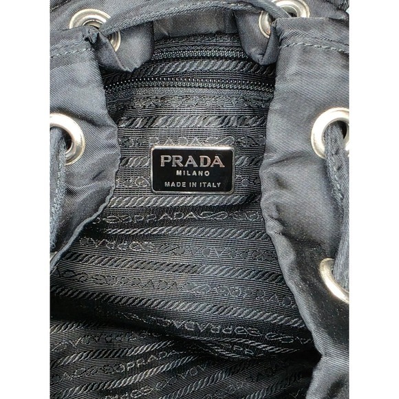 Prada Vela Black Nylon Backpack Leather Trim Triangle Logo Made in Italy - Picture 4 of 8